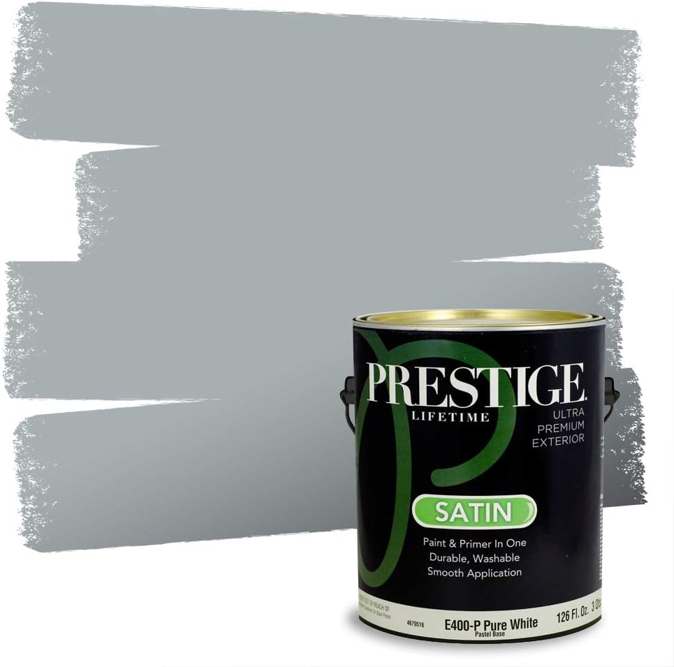 PRESTIGE Paints Exterior Paint and Primer In One, 1-Gallon, Satin, Comparable Match of Sherwin Williams* Tricorn Black*