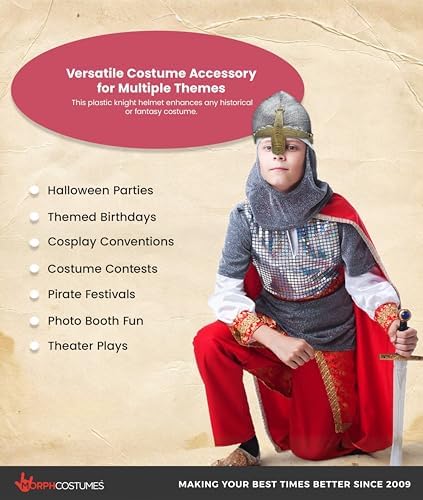 Nicky Bigs Novelties Knight Helmet, Medieval Helmet, Crusader Helmets, Crusader Costume Helmets, Knight Costume
