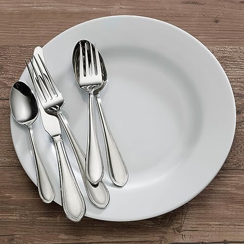 Mikasa, Virtuoso Frost Flatware Service for 12, 65 Piece Set, 18/10 Stainless Steel, Silverware Set with Serving Utensils