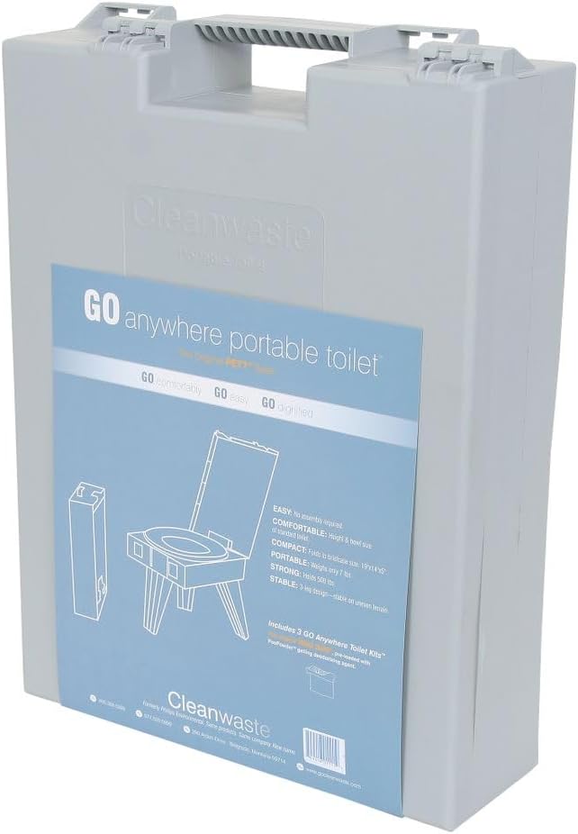 Cleanwaste GO Anywhere Complete Portable Camping Toilet with 3 Waste Kits