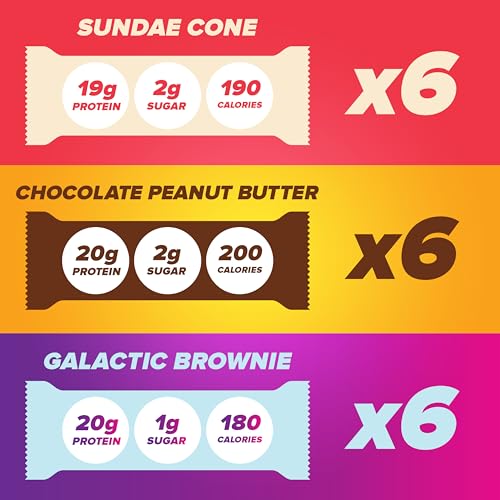 Pure Protein Variety Pack Protein Bars, 20g-21g Protein, Gluten Free, 18 Ct | 3g Sugar, 190 Calories, Low Sugar* High Protein Snack