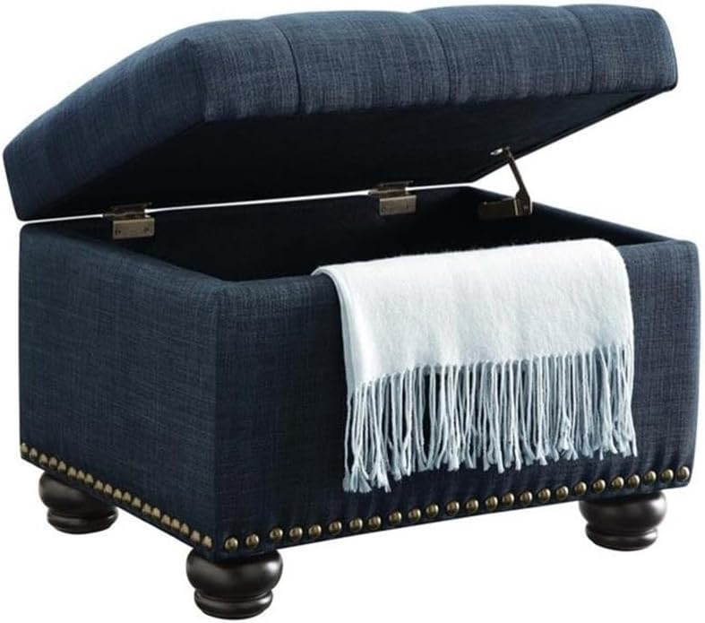 Convenience Concepts Designs4Comfort 5th Avenue Storage Ottoman 24" - Contemporary Foot Stool and Seat with Hinged Lid for Living Room, Dining Room, Office, Den, Espresso Faux Leather