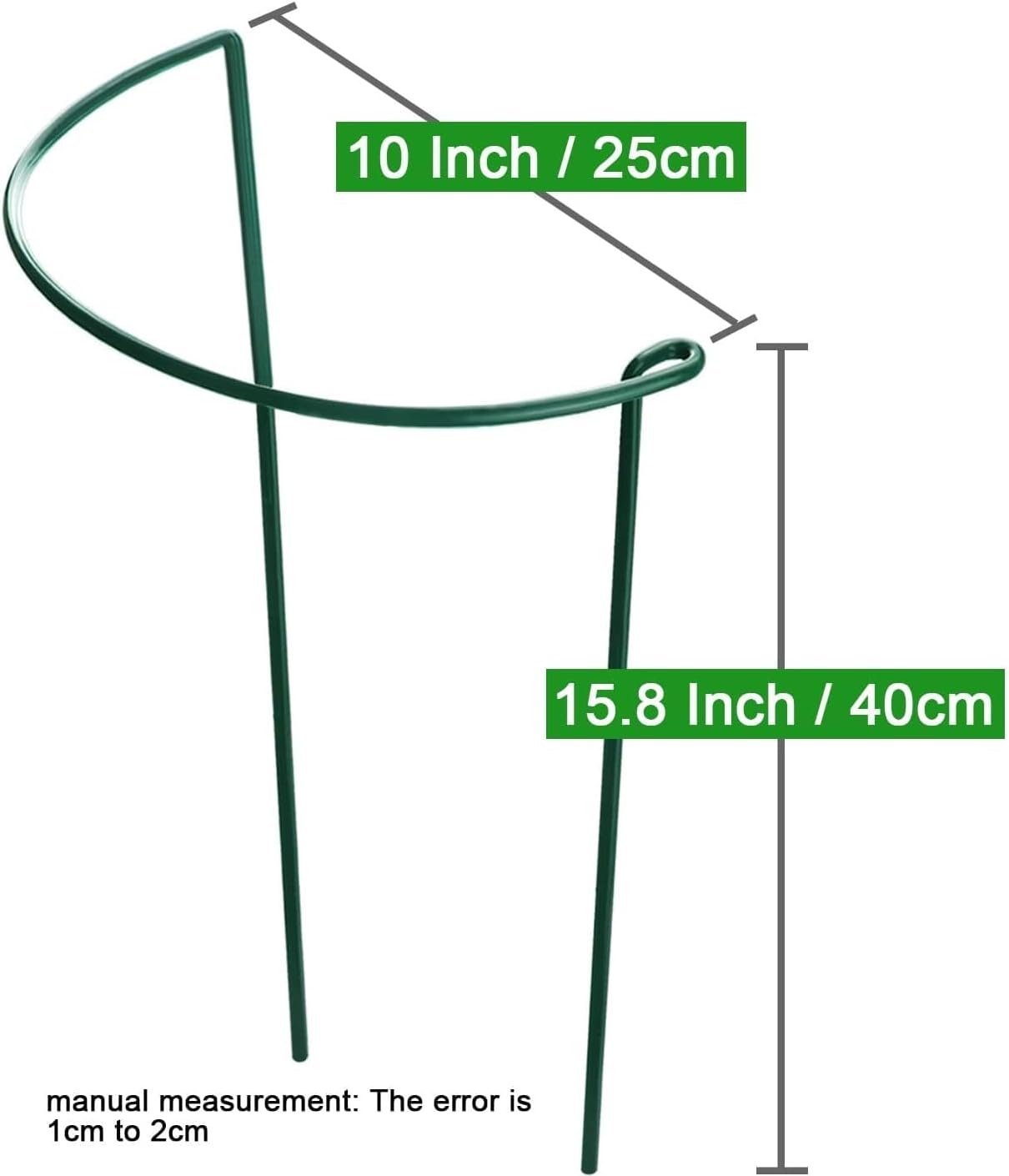 HiGift 8 Pack Plant Support Stakes, Half Round Metal Garden Plant Stake Indoor Peony Cages and Supports, Green Plant Support Ring Border for Tomato