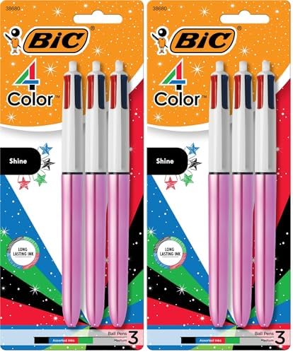 BIC 4-Color Original Retractable Ballpoint Pen, 1.0 mm Medium, 3-Count Pack