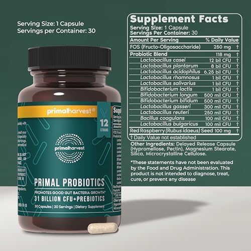 Primal Harvest Probiotic - Daily Supplement, Gluten, Dairy & Soy Free, Vegan