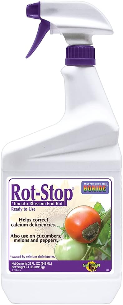 Bonide Rot-Stop Tomato Blossom End Rot, 32 oz Ready-to-Use Spray | Garden Fertilizer For Calcium Deficiency in Plants
