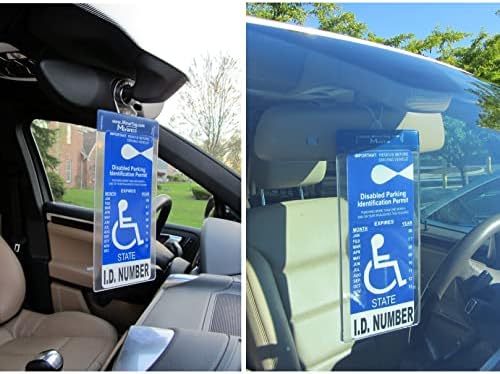Mirortag™ Holder with Hook & Charm Options- Handicap Placard Holder. Easily Protect