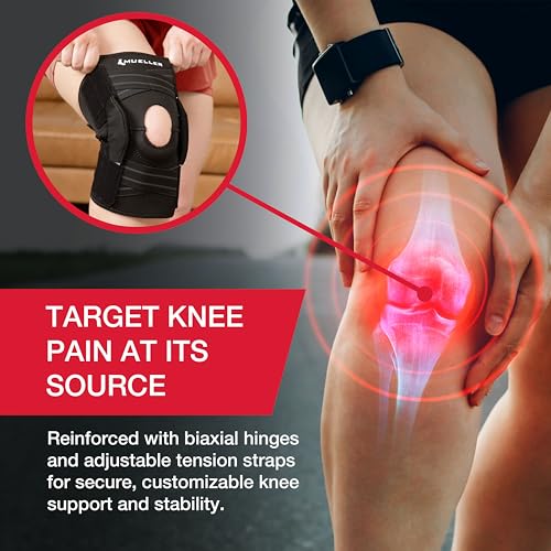 MUELLER Sports Medicine Self Adjusting Hinged Knee Brace for Men and Women, Knee Stabilizer for Compression and Pain Relief Support, Ideal for Arthritis, Sprains, Black, One Size