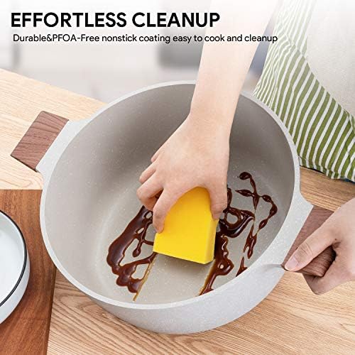 ITSMILLERS Nonstick Die Casting Stock Pot,6Qt Elegant Aluminum Ceramic Casserole with Lid, Induction Bottom