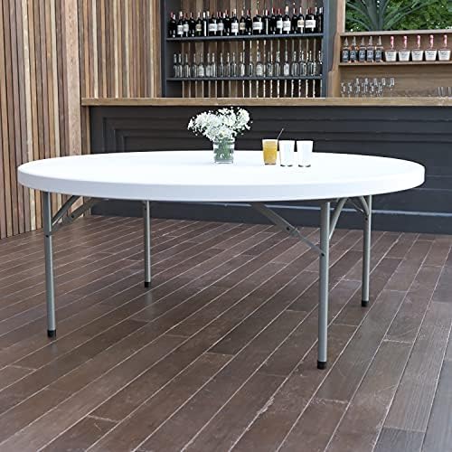 Flash Furniture 5' Round All-Occasion Plastic Folding Event Table for Parties and Trade Shows, Folding Banquet Table for Indoor/Outdoor Events, White