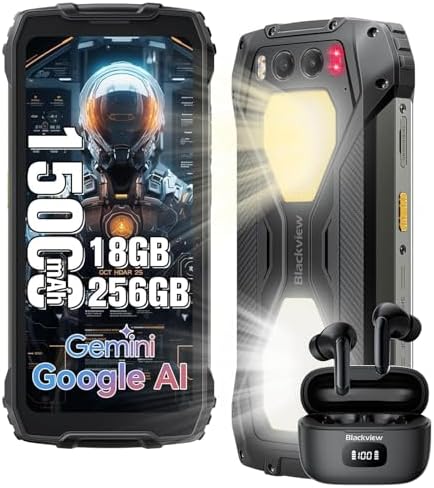Blackview BV7300 Rugged Phone, 15000mAh/45W, Dual 800LM Camping Light, Night Vision Camera, 18GB+256GB/2TB Rugged Smartphone Unlocked Gemini AI