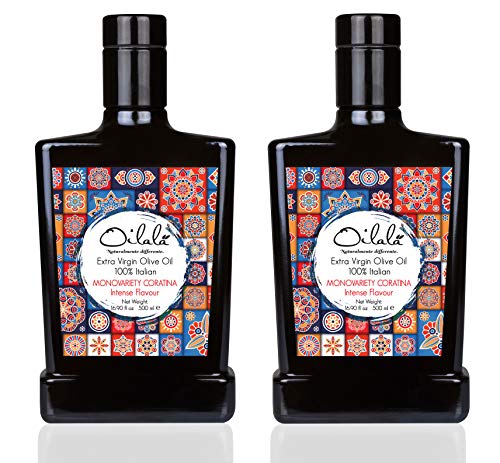 Oilala Extra Virgin Olive Oil, Coratina, High Polyphenols 765 mg/kg, High Hydroxytyrosol, Great For phenolic Shot, Drinking, Oleocanthal Rich Robust, Puglia Italy, Italian family farm, Single Source, Gold Medal NYIOOC (16.9 FL Oz)