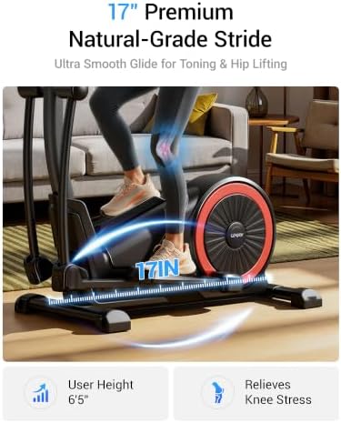Elliptical Exercise Machine with 15.5''-17'' Stride & Heart Rate Grips,Ultra Silent Magnetic Elliptical Machine for Home with 16 Levels Resistance and LCD Monitor,400 LBS Weight Capacity