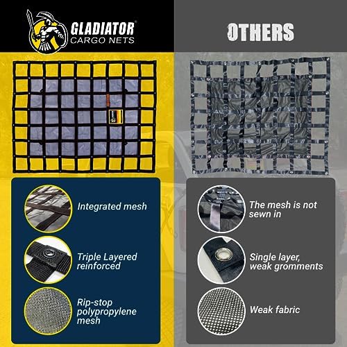 Heavy Duty Cargo Net - Truck Organizer-Interior-Roof Rack-Jeep-SUV- Baja-Camping -(GBN-100) 4' x 4'