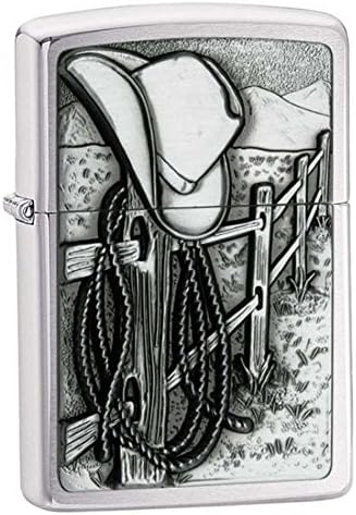 Zippo Lighter-Personalized Custom Message Engraved on Backside Cowboy Hat and Rope Westerns Windproof Lighter Resting Cowboy 24879