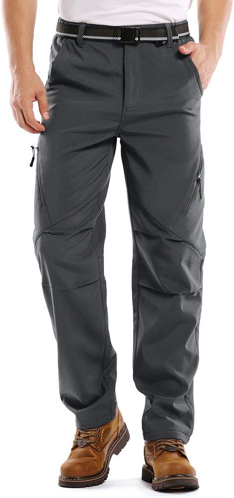 Men's Waterproof Pants Fleece Lined Insulated Winter Hiking Ski Snow Pants