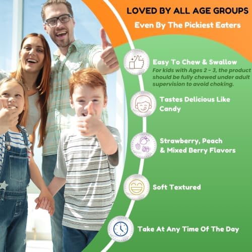 SHIFAA NUTRITION Vegetarian Vitamin D3 Gummies for Adults & Kids | 45-90 Servings, 2, 000IU / 1, 000IU | Non-GMO, Gluten-Free
