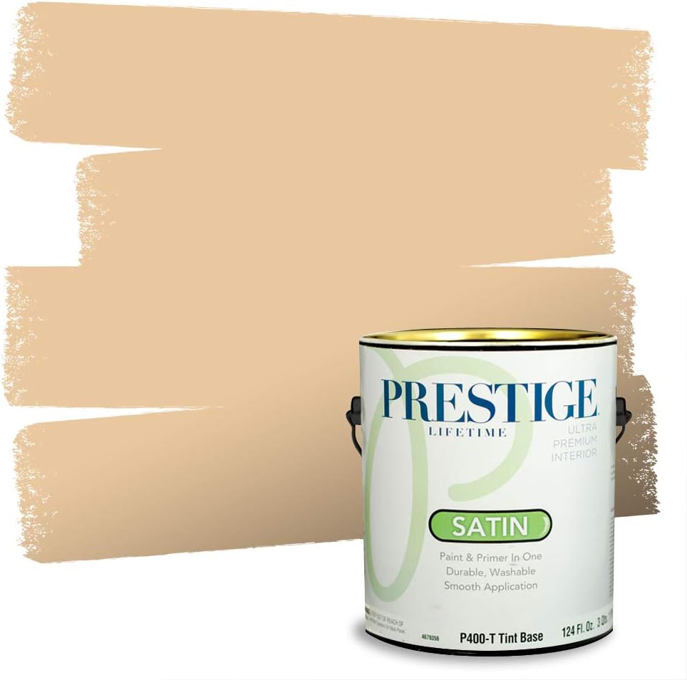 PRESTIGE Paints Exterior Paint and Primer In One, 1-Gallon, Satin, Comparable Match of Sherwin Williams* Cachet Cream*