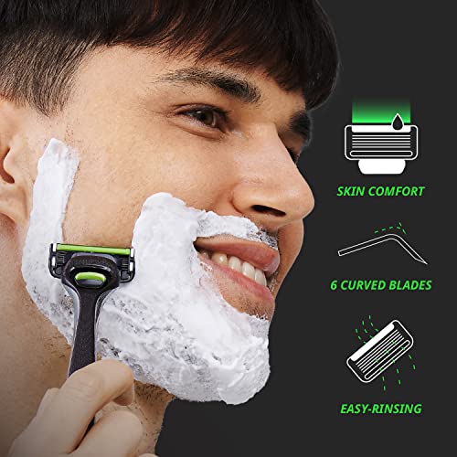DORCO Pace 6 Pro - Six Blade Razor System with Trimmer - 12 Pack Refill (No Handle)