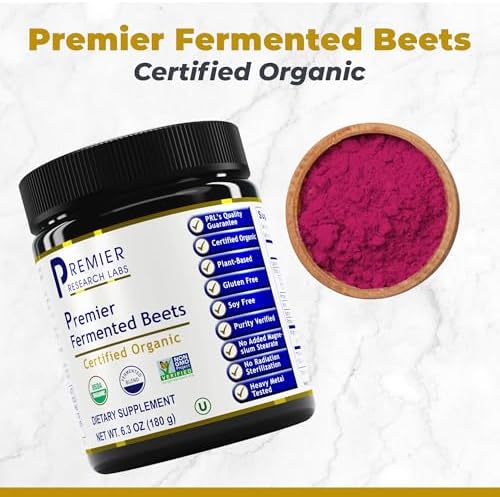 Premier Research Labs Premier Fermented Beets - Beet Root Powder Fermented, Organic Fermented Beets for Men & Women, Beetroot, Nitrates