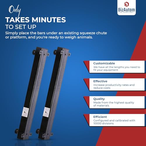 10000lb Load Bar Set for Cattle, Hog, Pig, Goat, Sheep, Alleyway, Chute and Cage Scale | Two Weigh Bar and One Indicator Set (36")