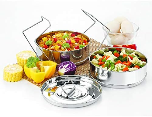 Stackable Stainless Steel Insert Pans - Inserts for Instant Pot - Pan for Instapot - Accessories for Instant Pot- FITS 6 QT and Above - Single Size - Pressure Cooker Steamer Pan Accessories