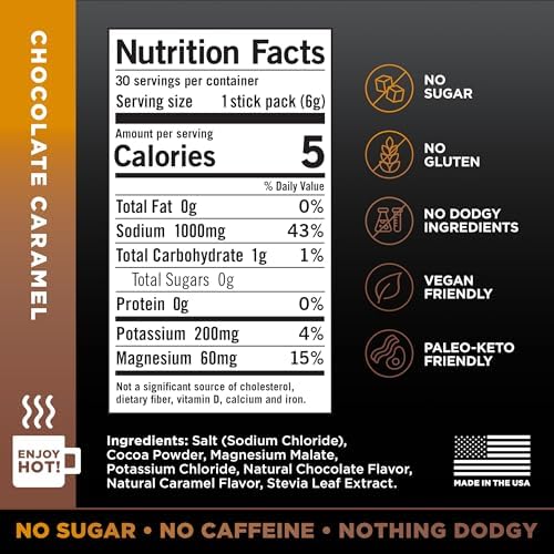 LMNT Zero Sugar Electrolytes - Chocolate Salt | Drink Mix | 30-Count