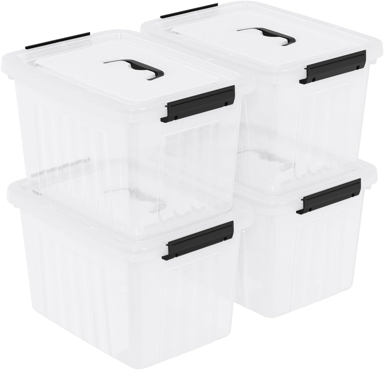 30L Plastic Storage Bin with Lid, Stackable Clear Container