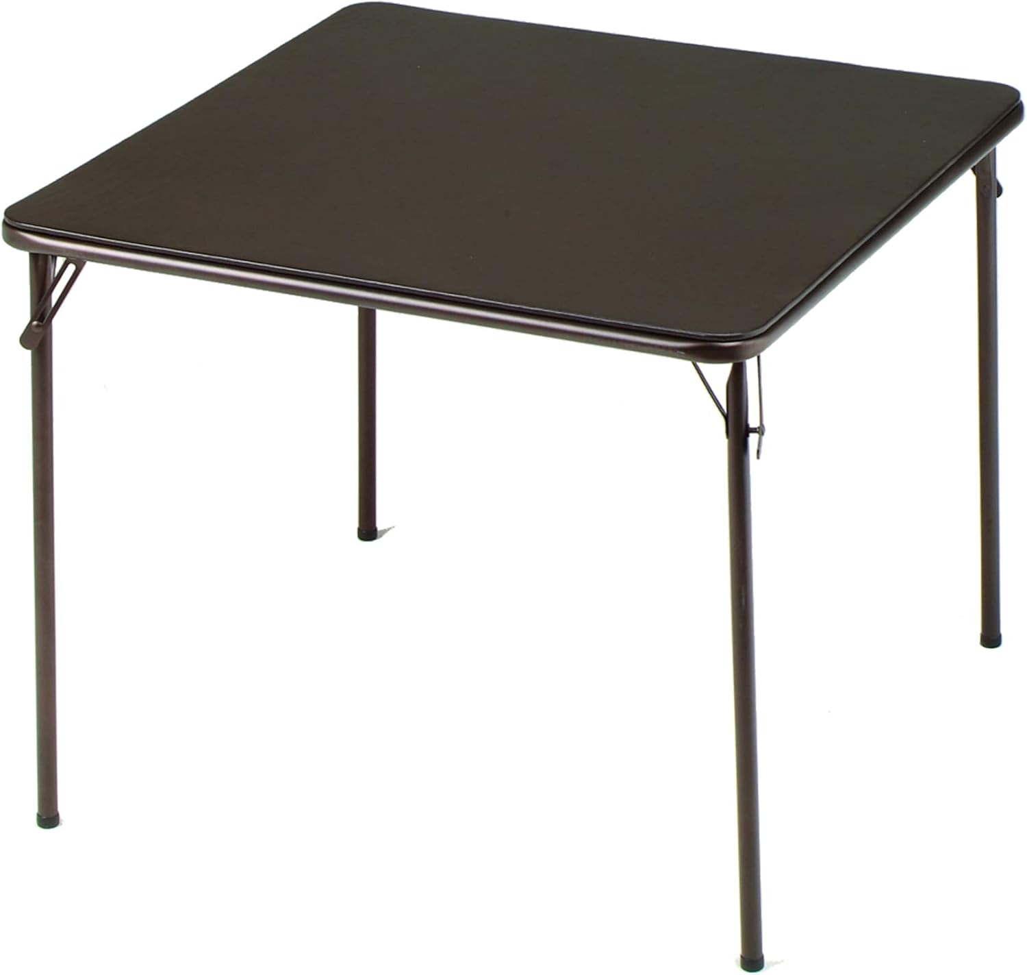 Sudden Comfort 34 by 34 Inch Portable EZ Slide Leg Lock Square Metal Padded Vinyl Top Folding Dining Card Table in Buff Tan