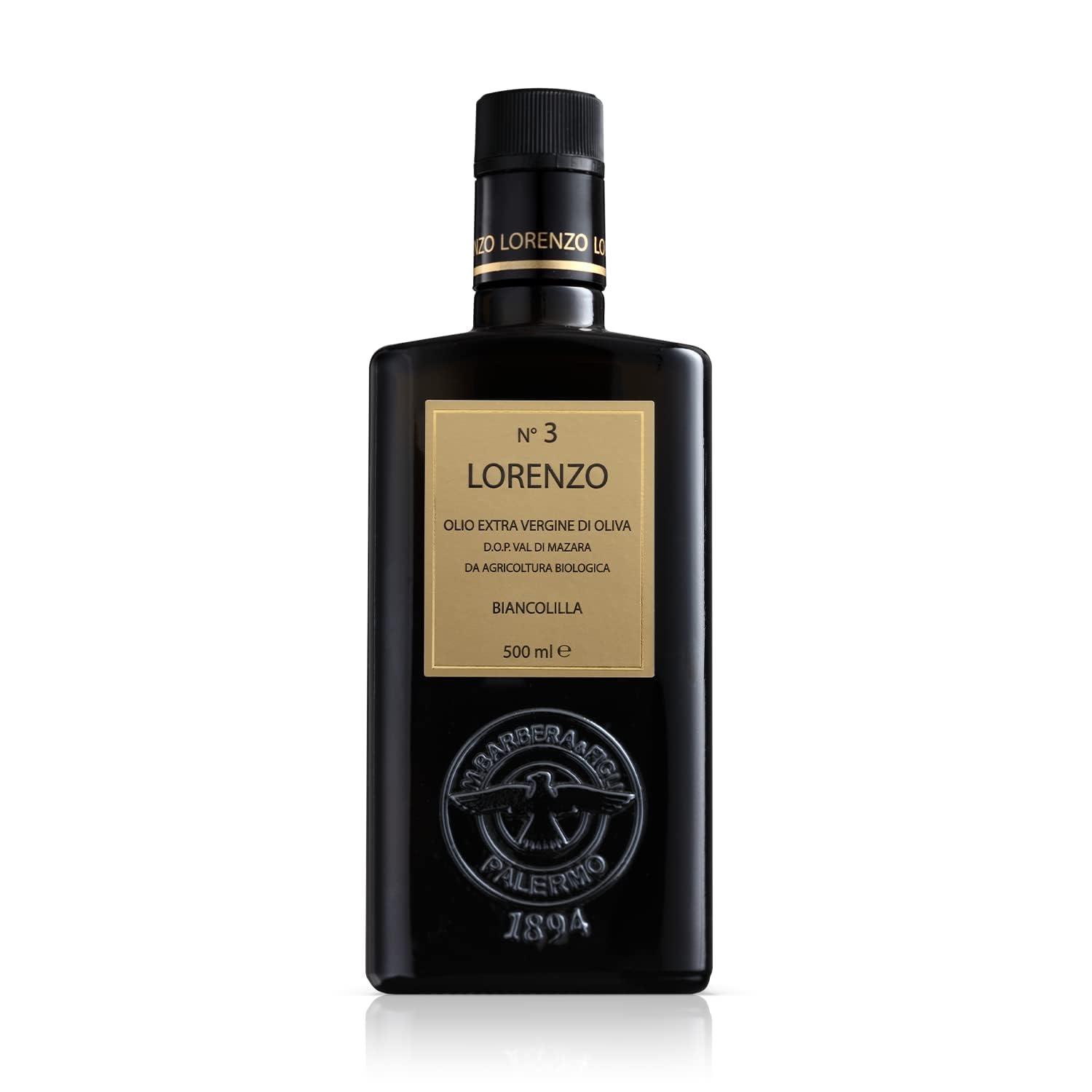 Barbera Lorenzo N° 3 Organic Extra Virgin Olive Oil PDO Val di Mazara, Fruity, Cold Extracted Authentic Sicilian Olive Oil