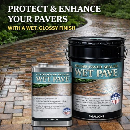 Wet Pave Paver Sealer – Waterproof & UV-Resistant Masonry Sealer for Concrete, Brick & Stone – Color Enhancing