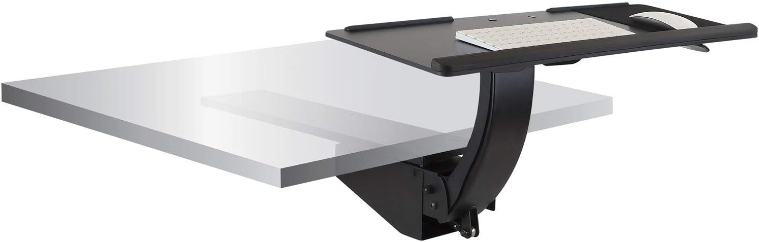 Mount-It! Under Desk Keyboard Tray, Adjustable Slide-Out Keyboard & Mouse Platform, 26.5" W × 10" D, Ergonomic Wrist Rest, Height Tilt & Swivel
