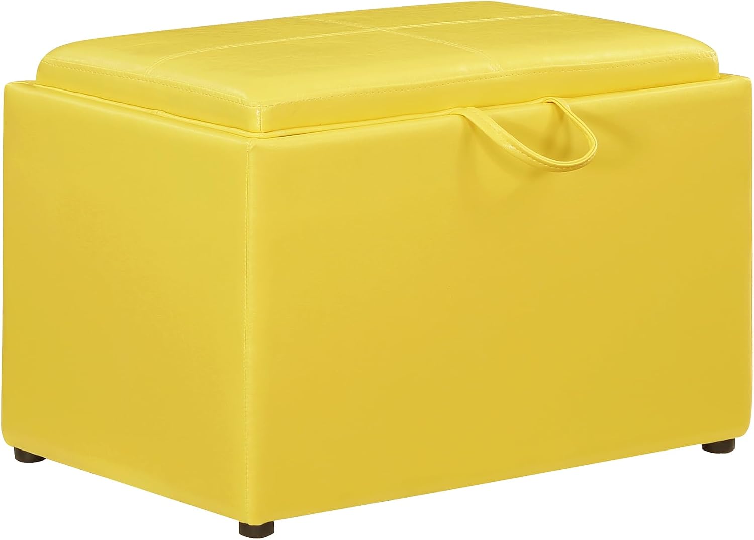 Convenience Concepts Designs4Comfort Accent Storage Ottoman 22.75" - Modern Foot Stool with Decorative Tray for Living Room, Dining Room, Office, Blue Faux Leather