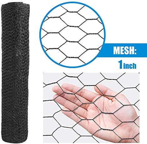 Fencer Wire 20 Gauge Black Vinyl Coated Poultry Hex Netting with 1 inch Mesh (6 ft. x 150 ft.)