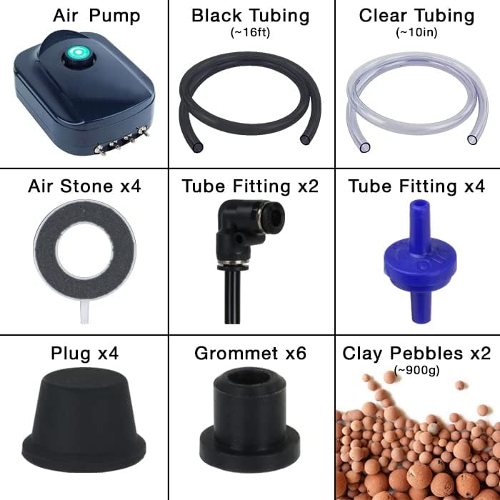 Grow1 Deep Water Culture Hydroponic System, 5 Gallon 4 Bucket DWC Kit + Reservoir Bucket, RDWC Hydroponic Kit