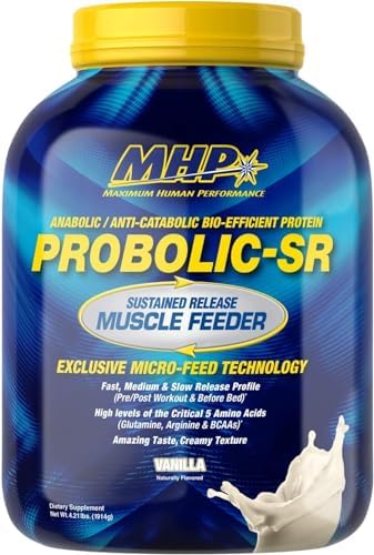Maximum Human Performance Probolic-SR Sustained Release Protein Powder, 24g Protein, BCAAs, Glutamine, Arginine, Pre-Workout, Post-Workout