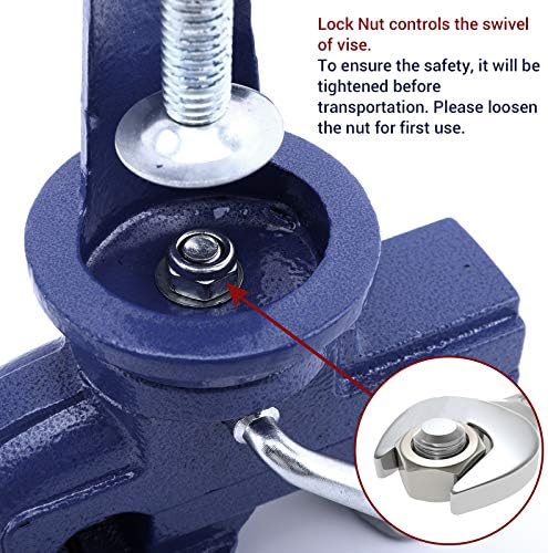 Nuovoware Table Vise 3 Inch, Universal Vise Bench Clamp, Blue