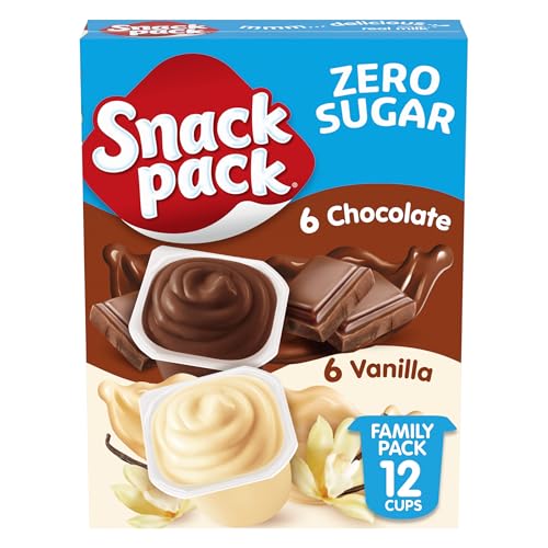 Snack Pack Zero Sugar Chocolate and Vanilla Pudding Cups, 3.25 oz., 12-ct