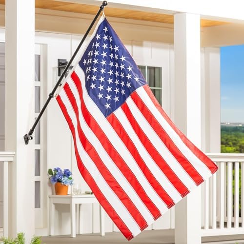 Evergreen American Flag 12x18 Double Sided | Patriotic House Flags For Outside Outdoor | Small American Flag Garden Size | Embroidered Stars and Stripes | USA Residential or Commercial