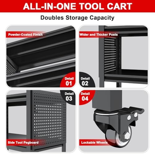 Work Bench with Pegboard,Heavy Duty 3000lbs Capacity Workbench Adjustable Shelves,Work Table for Garage Warehouse47.2 H*47.09" W*19" D