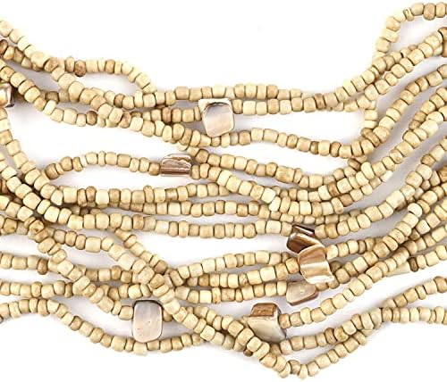 Shop LC Seed Bead Wooden Buckle Stretch Bracelet Multi Strand Layered Necklace Jewelry Set for Women Birthday Gifts 18"