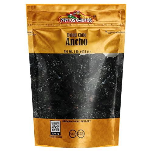 PEPITOS CHILITOS/Chile Ancho 16 oz. Resealable Bag - Natural and Premium - Great For Mexican Recipes Like Salsa, Tamales, and Stews.