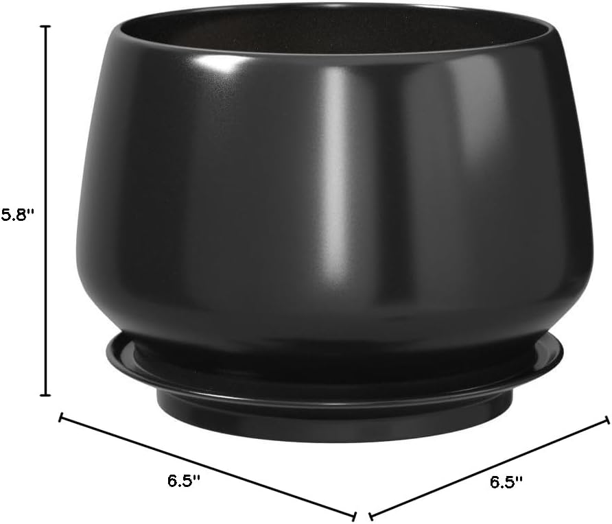 LE TAUCI Plant Pots, 4.1+5.1+6.5 inch, Set of 3, Ceramic Planters with Drainage Hole and Saucer, Indoor Flower Pot with Hole Mesh Pad, Gifts for Mom