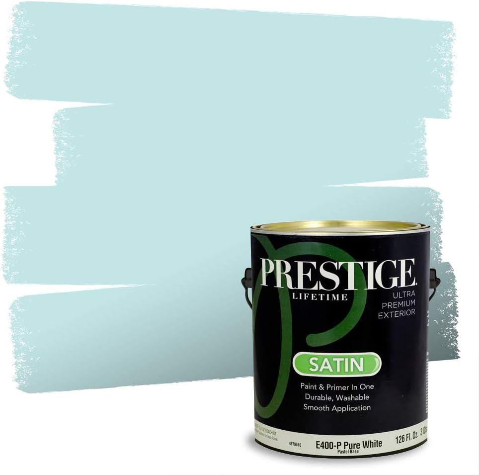 PRESTIGE Paints Exterior Paint and Primer In One, 1-Gallon, Satin, Comparable Match of Sherwin Williams* Blue Nile*