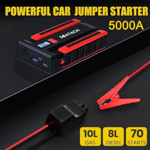 Scatach 4000A Car Battery Jump Starter, 12V Jump Starter Battery Pack (up to 10.0L Gasoline and 8.0L Diesel Engine), Portable Jump Box with Jumper Cable, LED Display, LED Light
