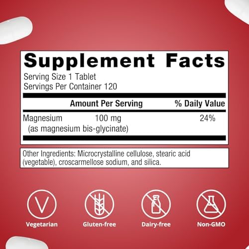Metagenics Magnesium Glycinate 100mg-Highly Absorbable Magnesium Supplement for Sleep, Stress Relief & Muscle Relaxation - Bone, Heart & Nerve Health-Non-GMO, Gluten-Free-120 Tablets