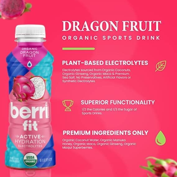 Berri Fit Hydration, 4ct, Organic Dragon Fruit Flavor Natural Sports Drink