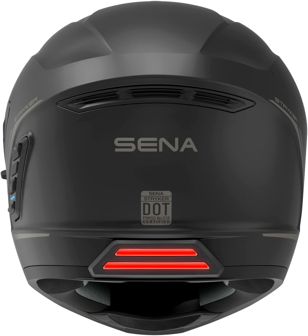 Sena Stryker Full Face Smart Helmet with Integrated Mesh and Bluetooth Communications, LED Taillight, and Sound by Harman Kardon, DOT (Gloss White, X-Large)