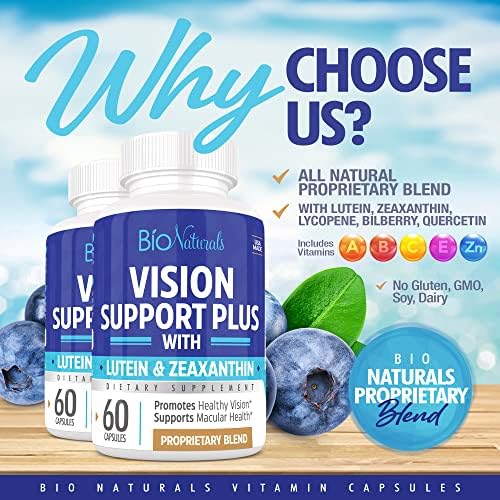 Eye Vitamin Supplement with Lutein, Zeaxanthin, Lycopene, Bilberry