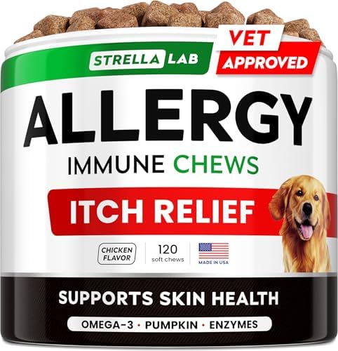 Dog Allergy & Itching Relief - Anti Itch, Skin&Coat Support Chews w/Omega 3